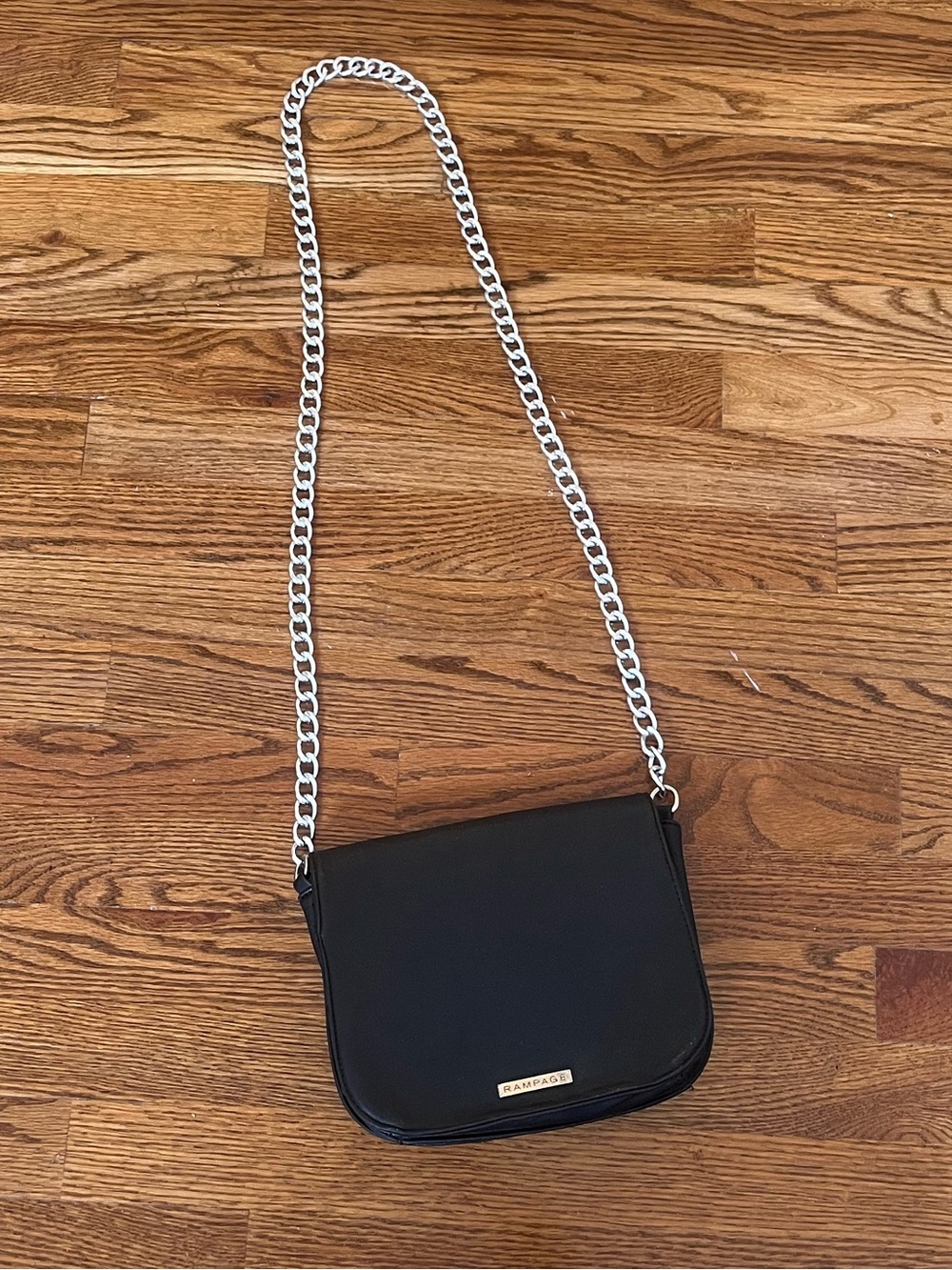 Vintage Black Rampage Crossbody Shoulder Bag with Silver Chain